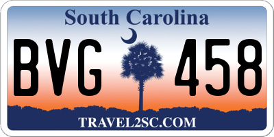 SC license plate BVG458