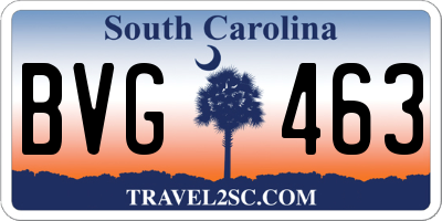 SC license plate BVG463