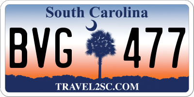 SC license plate BVG477