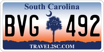 SC license plate BVG492