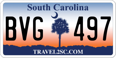 SC license plate BVG497