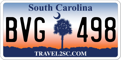 SC license plate BVG498