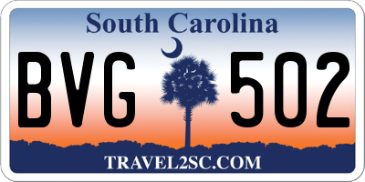 SC license plate BVG502