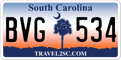 SC license plate BVG534