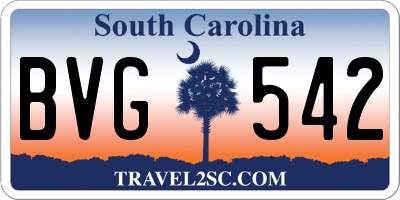 SC license plate BVG542