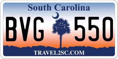 SC license plate BVG550