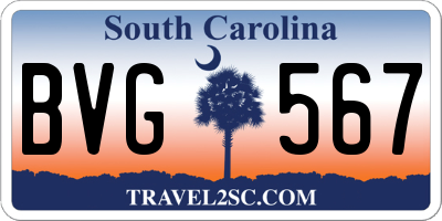 SC license plate BVG567