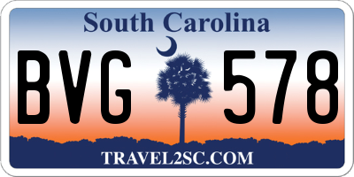 SC license plate BVG578
