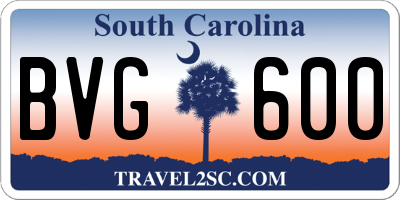 SC license plate BVG600