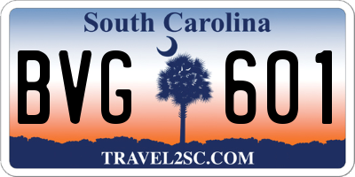 SC license plate BVG601