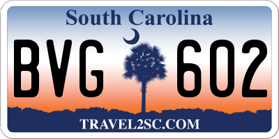 SC license plate BVG602