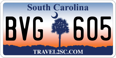 SC license plate BVG605