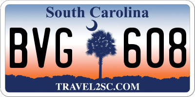 SC license plate BVG608