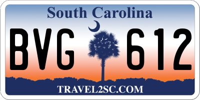 SC license plate BVG612