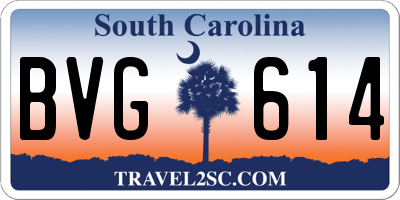 SC license plate BVG614