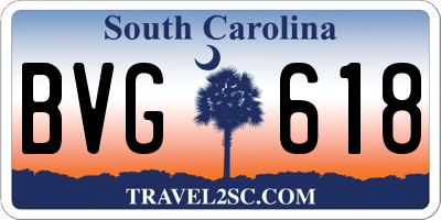 SC license plate BVG618