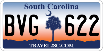 SC license plate BVG622