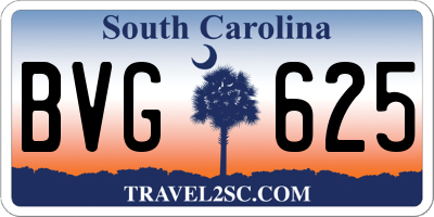 SC license plate BVG625