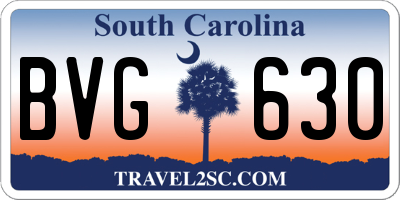 SC license plate BVG630