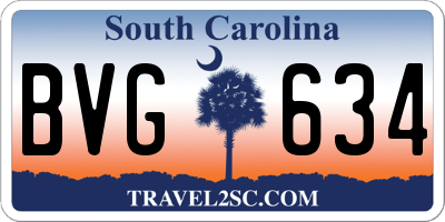 SC license plate BVG634
