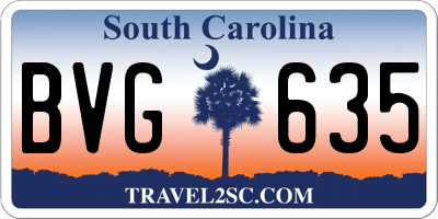 SC license plate BVG635