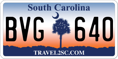 SC license plate BVG640
