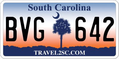 SC license plate BVG642