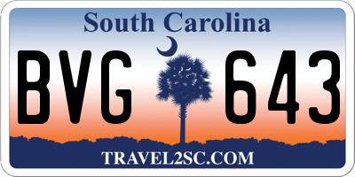 SC license plate BVG643