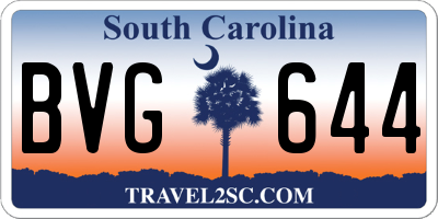 SC license plate BVG644