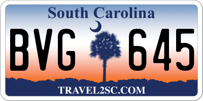 SC license plate BVG645