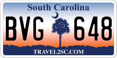SC license plate BVG648