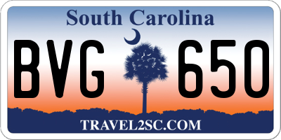 SC license plate BVG650