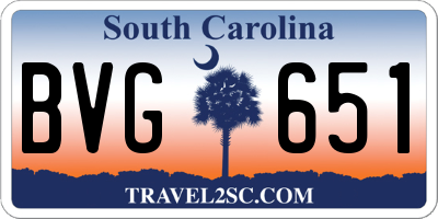 SC license plate BVG651