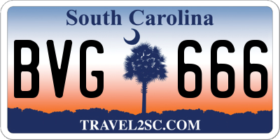 SC license plate BVG666