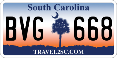 SC license plate BVG668