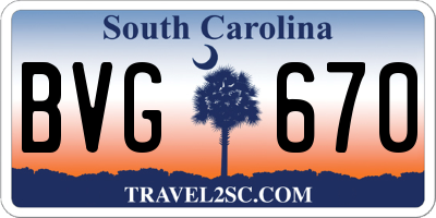 SC license plate BVG670