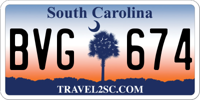 SC license plate BVG674