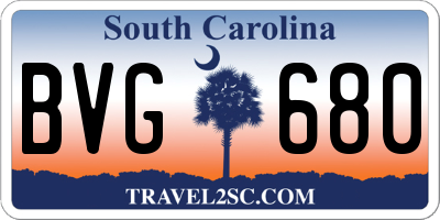 SC license plate BVG680