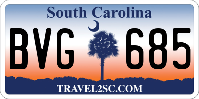 SC license plate BVG685