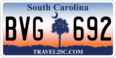 SC license plate BVG692