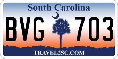 SC license plate BVG703