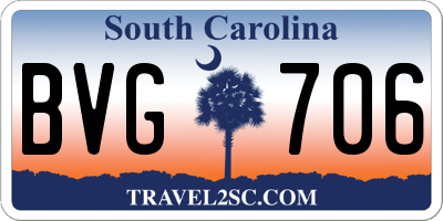 SC license plate BVG706