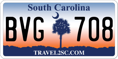 SC license plate BVG708
