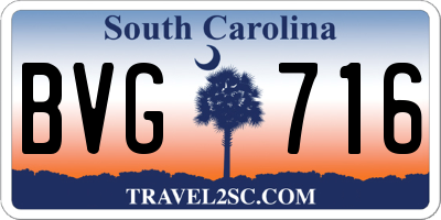 SC license plate BVG716