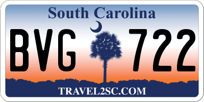 SC license plate BVG722