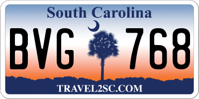 SC license plate BVG768