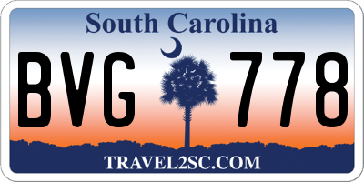 SC license plate BVG778