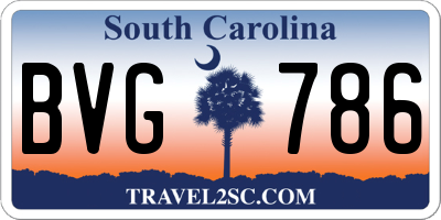 SC license plate BVG786