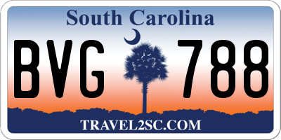 SC license plate BVG788