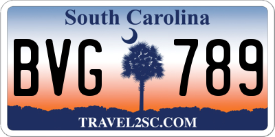 SC license plate BVG789